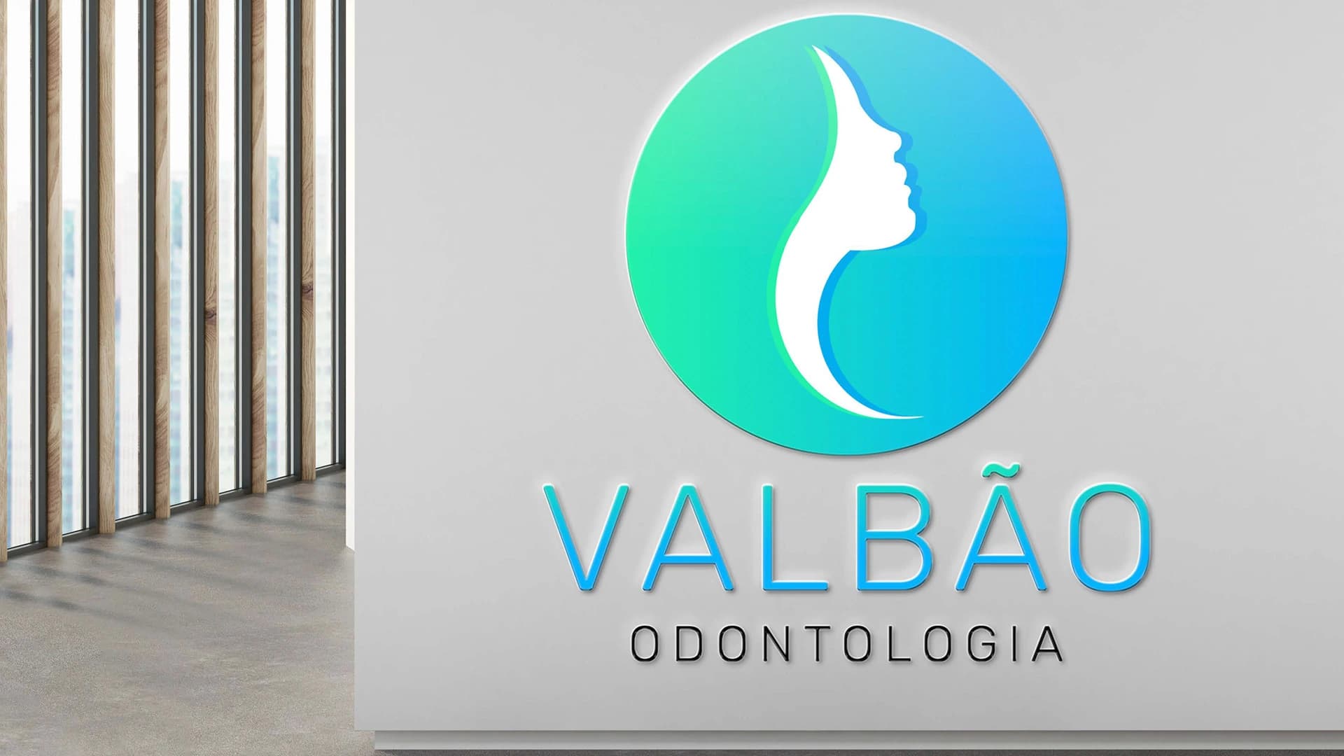 Peça promocional com identidade visual Valbão Odontologia